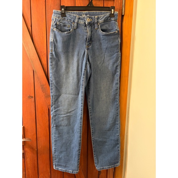 Style & Co. Denim - Style & Co Womens Straight Leg Jeans Blue Denim Medium Wash Size 4S Short